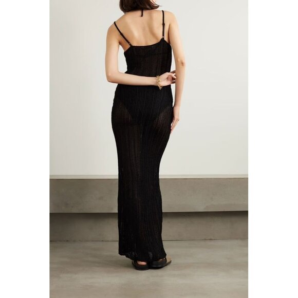 Savanna Morrow Indriya Crochet Knit Maxi Dress in Black - Picture 3 of 5